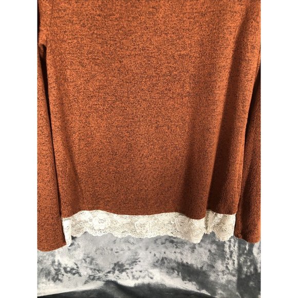 Jolt Women’s Pullover Size Small Long Sleeve Rust Color Bottom Lace Trim - Picture 9 of 10